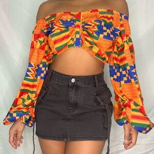 Topshop Multicolor Off-Shoulder Blouse